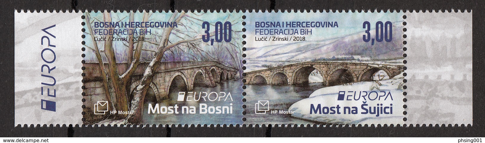 Bosnia Croatia 2018 Europa CEPT, Bridges, Bruecken Ponts, Architecture, Set In Pair MNH - 2018