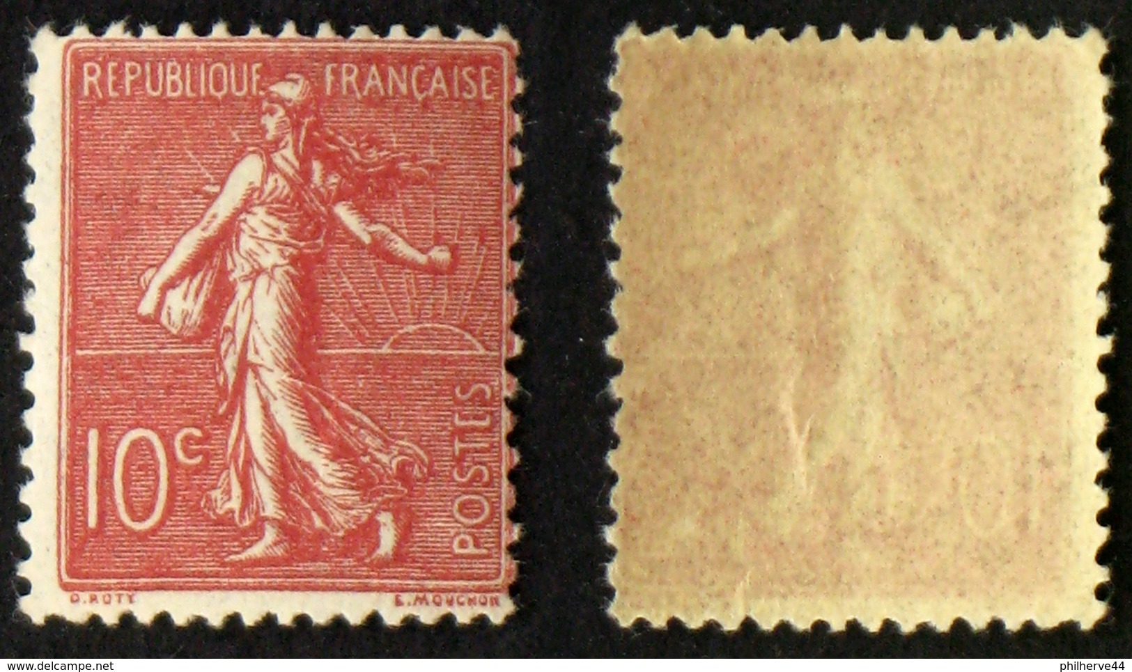 N° 129 10c Semeuse Lignée Neuf N** TB Cote 40€ Type 3 Foncé, Léger Recto/verso - 1903-60 Säerin, Untergrund Schraffiert