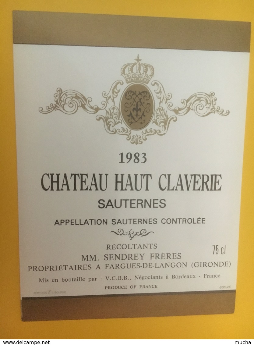8408 - Château Haut Claverie 1983 Sauternes - Bordeaux