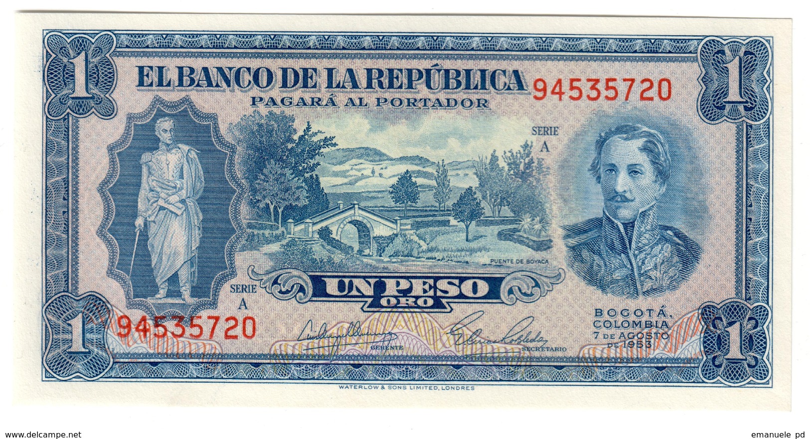 Colombia 1 Peso Oro 07/08/1953 UNC - Colombie