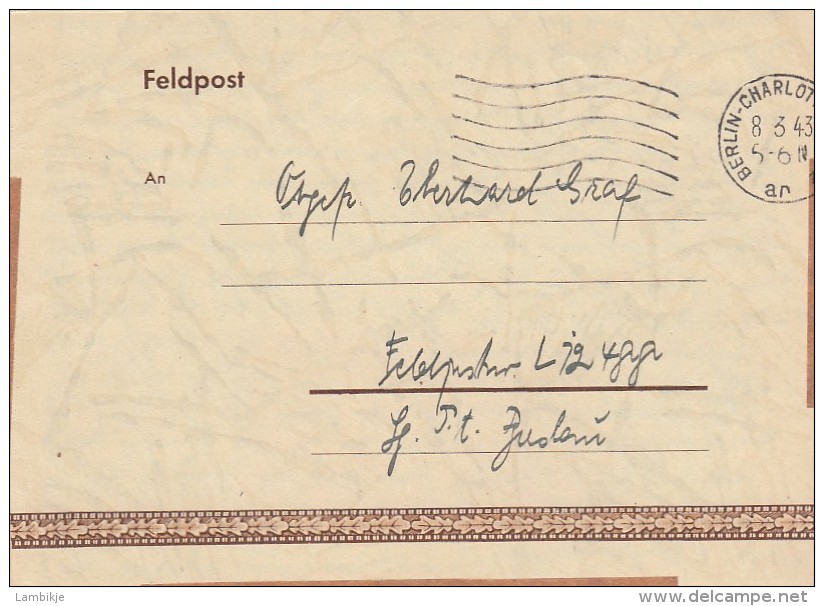 Deutsches Reich Feldpostbrief 1943 - Sonstige & Ohne Zuordnung