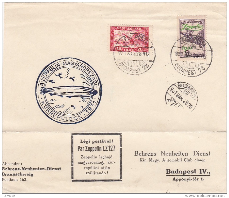 Hungary Zeppelin Brief 1931 - Autres & Non Classés