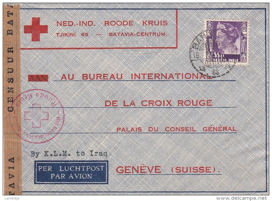 Nederlands-Indië Brief Censuur Rode Kruis 1940 - India Holandeses