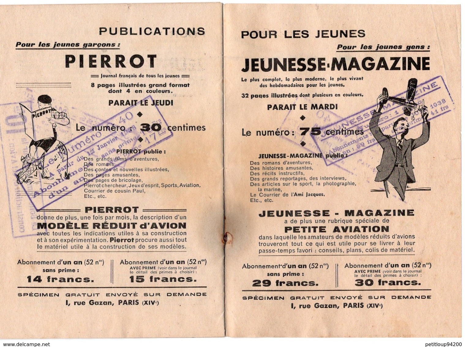 LIVRET CONSTRUISEZ UN AVION QUI VOLE Editions Jeunesse-Magazine et Pierrot AOUT 1937