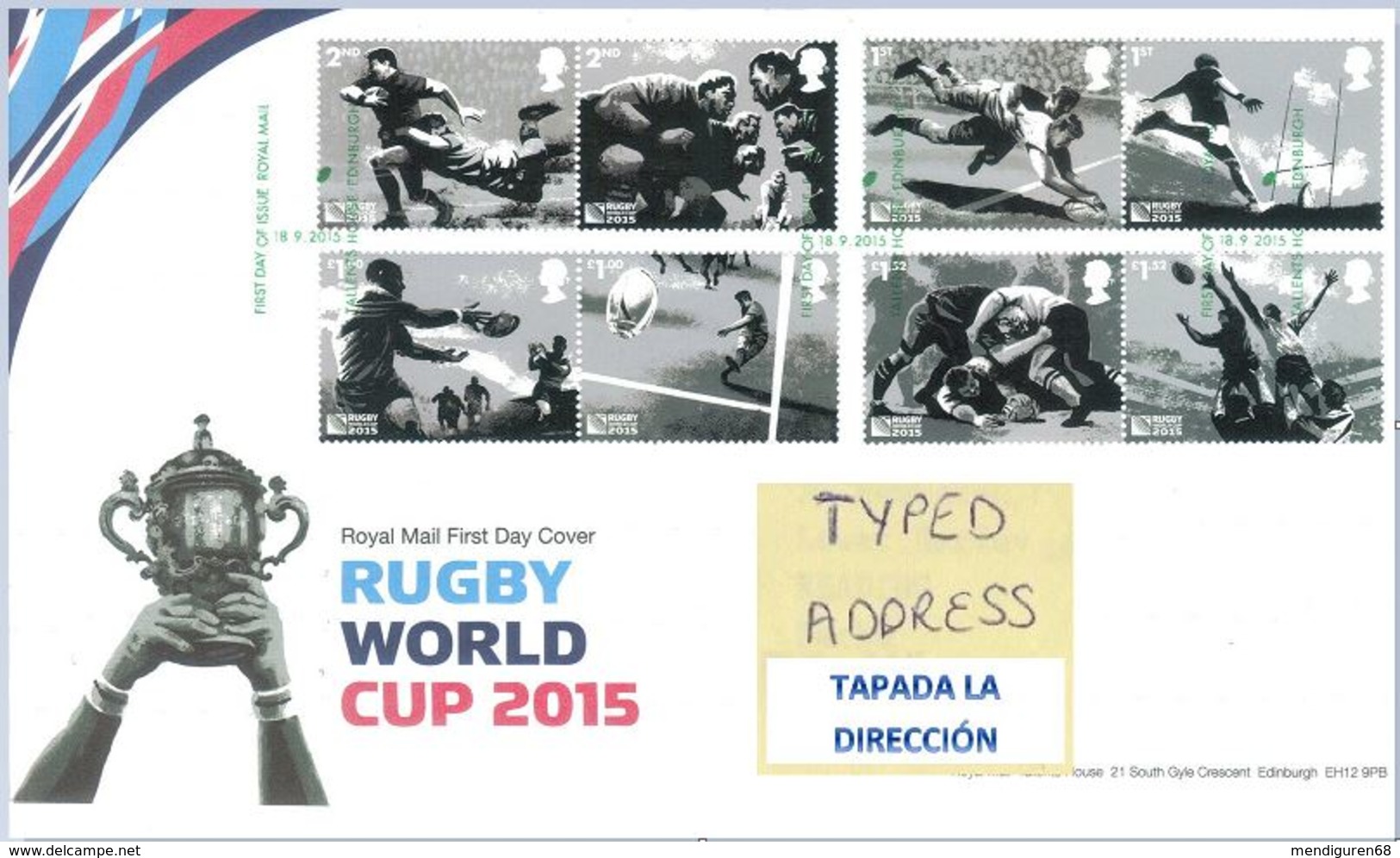 GROSSBRITANNIEN GRANDE BRETAGNE GB 2015 RUGBY WORLD CUP SET OF 8V. FDC SG 3748-55 MI 3785-92 YT 4205-12 SC 3425-32 - 2011-2020 Dezimalausgaben