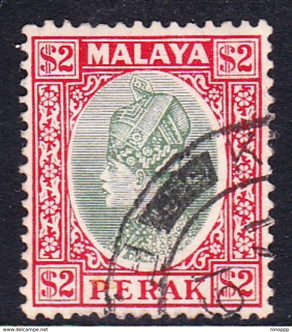 Malaysia-Perak SG 101 1936 Sultan Iskandar, $ 2.00  Green And Scarlet, Used - Perak