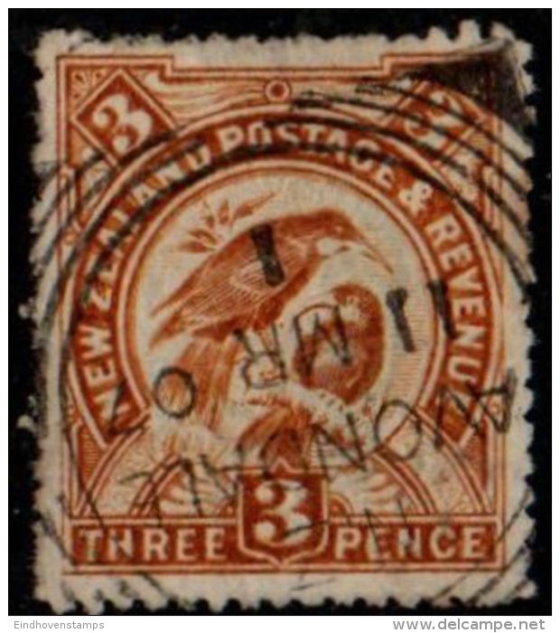 New Zealand 3d, 1902, Perf 14, WM Sideways - Full Cancel Avondale - Used Stamps