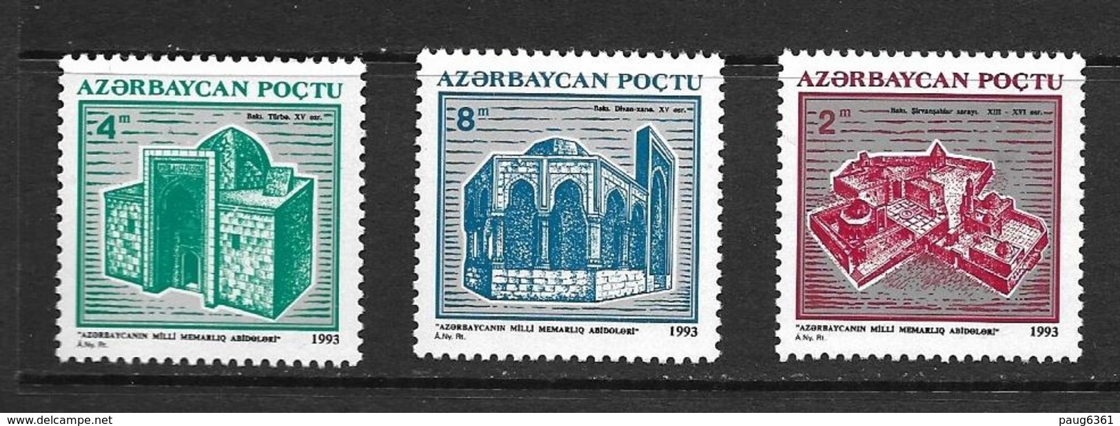 AZERBAIDJAN 1994 MONUMENTS  DE BAKOU  YVERT N°116/18  NEUF MNH** - Azerbaïdjan