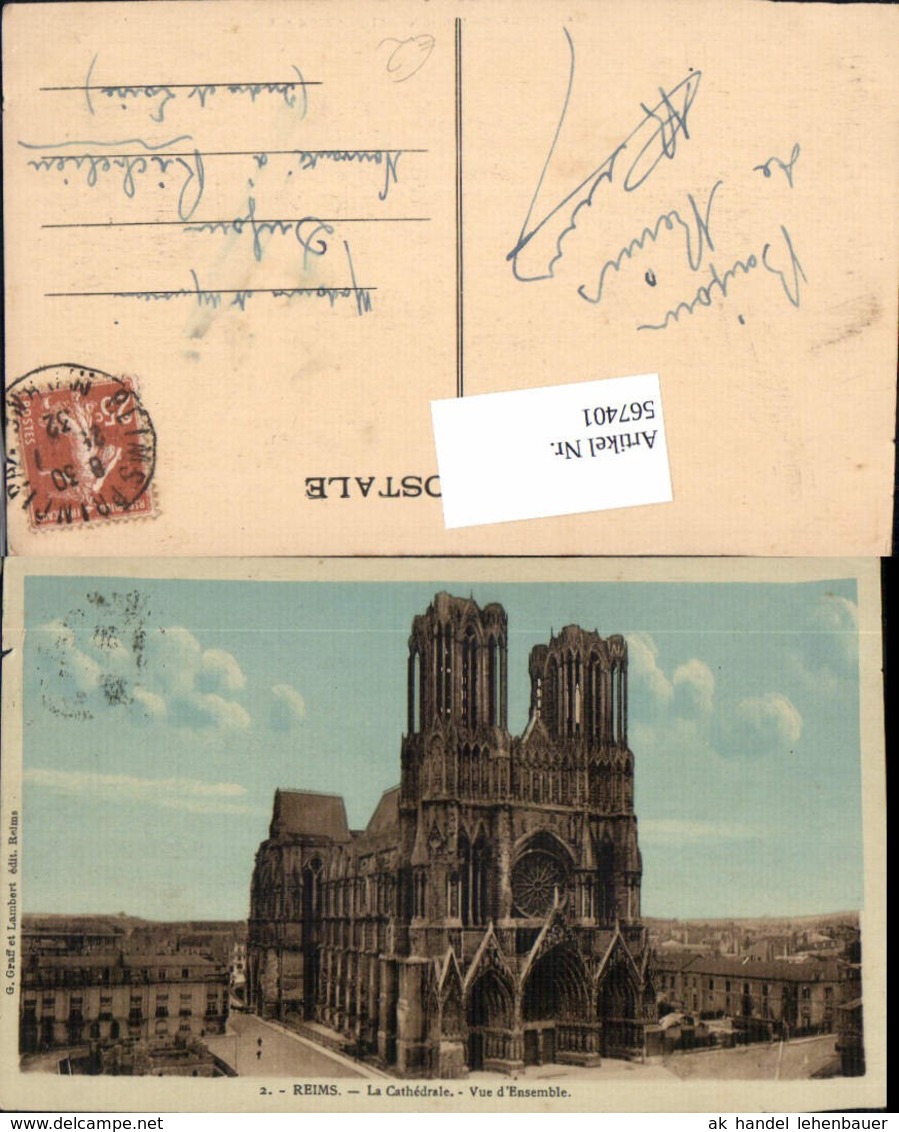 567401,Reims La Cathedrale Vue D Ensemble Kathedrale Kirche - Kirchen U. Kathedralen