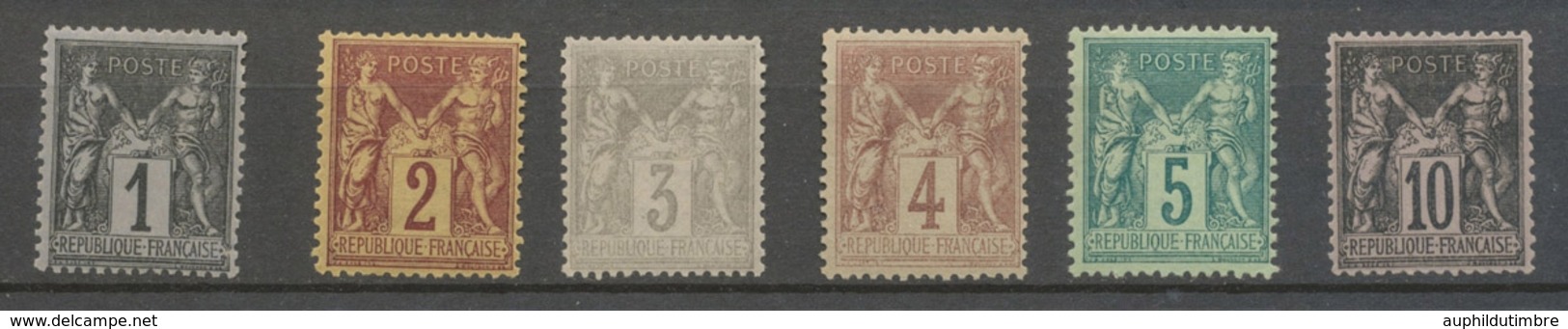 France Classique Lot De 6 Sages Neuf * TB : 1c,2c,3c,4c, 5c Et 10c. TB P5001 - 1876-1878 Sage (Typ I)