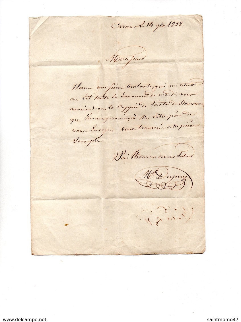 40 - MUGRON . LETTRE ADRESSÉE À MONSIEUR HIARD . 14 NOVEMBRE 1832 - Réf. N°9838 - - Manuscripts