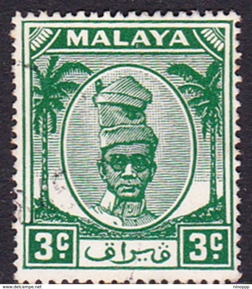 Malaysia-Perak SG 130 1950 Sultan Shah 3c Green, Used - Perak