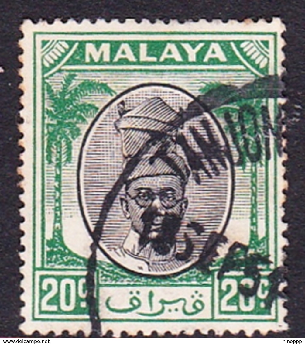 Malaysia-Perak SG 139 1950 Sultan Shah 20c Black And Green, Used - Perak