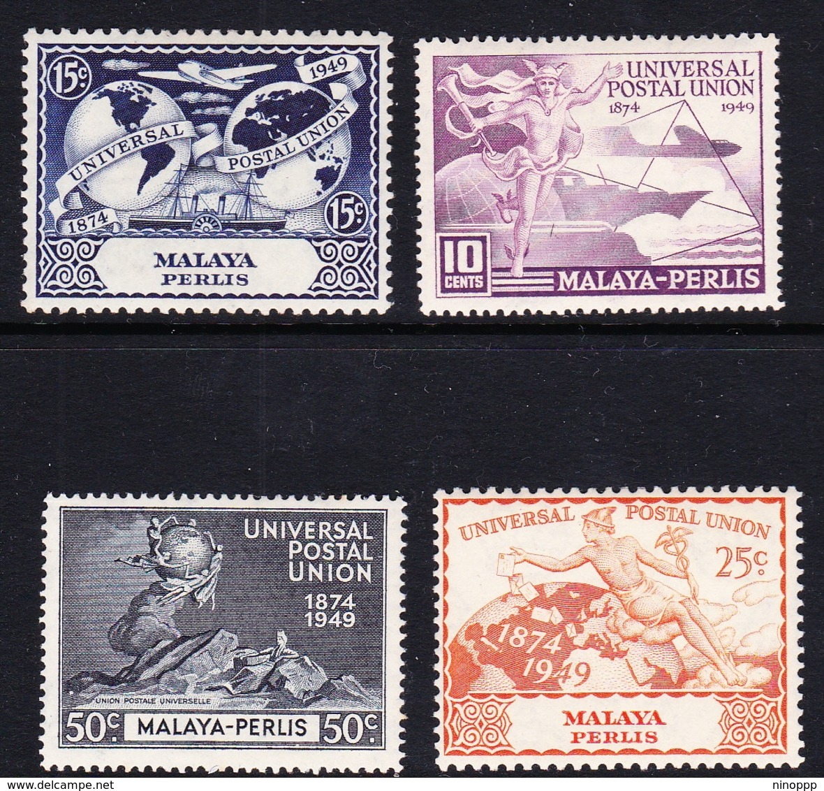 Malaysia-Perlis SG 3-6 1949 75th Anniversary Of UPU, Mint Hinged - Perak