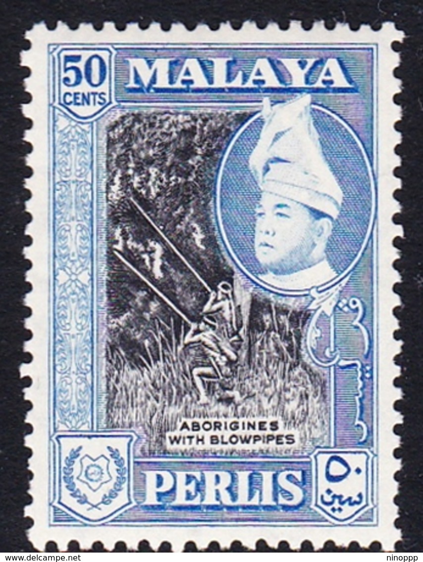 Malaysia-Perlis SG 37 1957 Raja Putra, 50c Blue And Black, Mint Hinged - Perlis