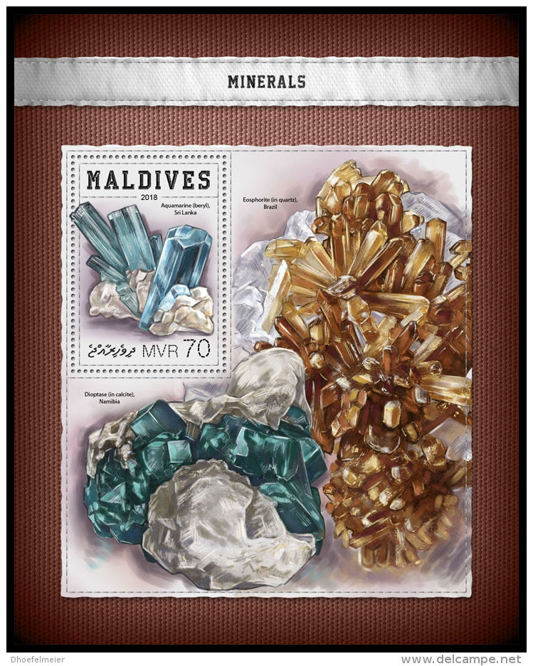 MALDIVES 2018 MNH** Minerals Mineralien Mineraux S/S - IMPERFORATED - DH1822 - Minéraux