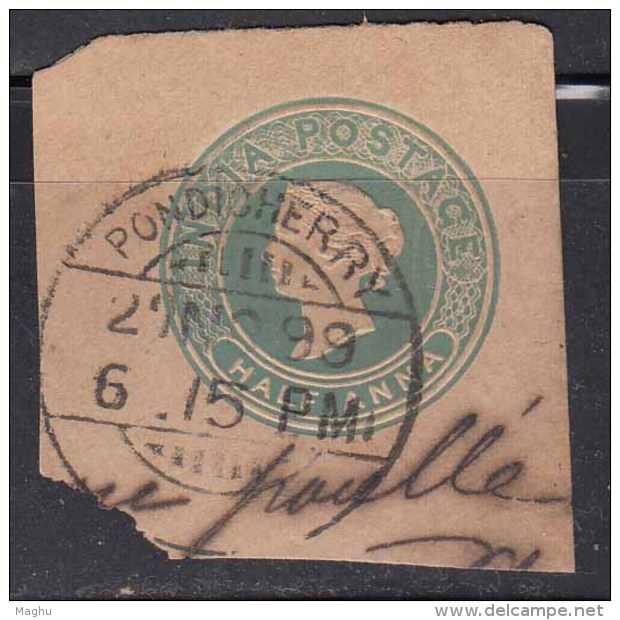 CDS On Piece Stationery 'PONDICHERRY' /British East India Used Abroad, French, - Used Stamps