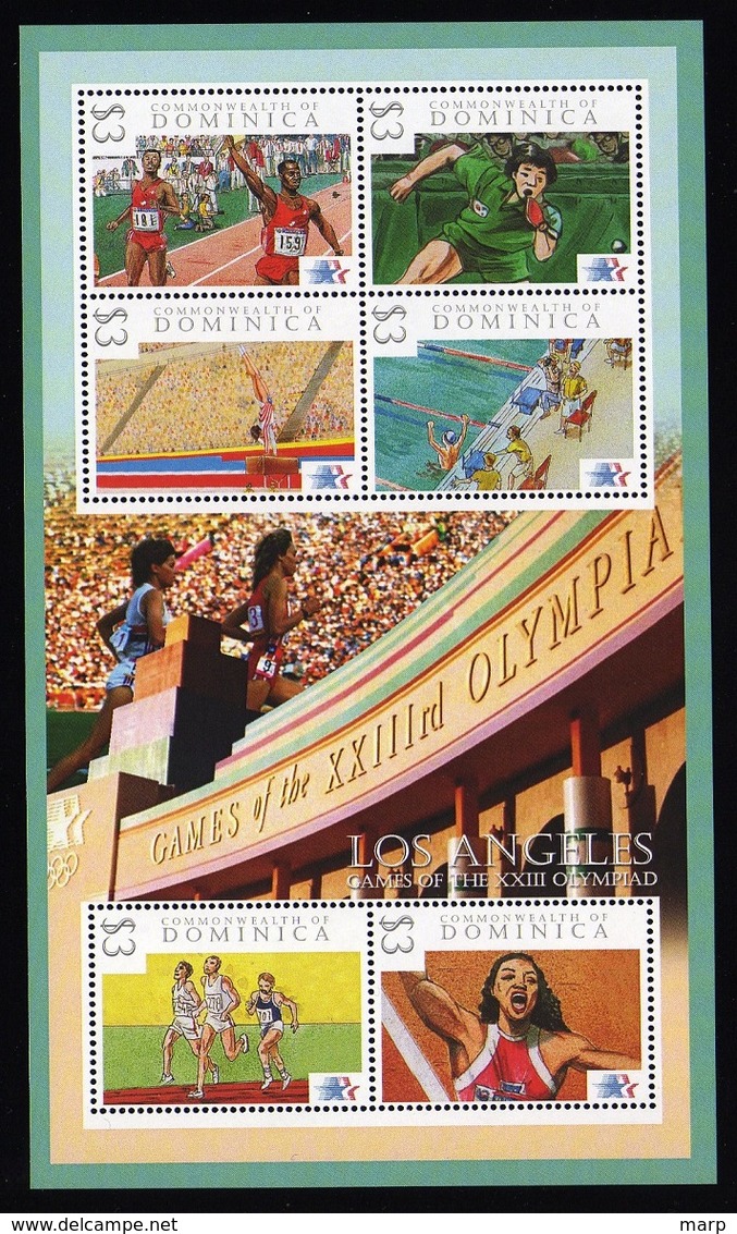 Los Angeles 1984 Olympics S/Sheet From Dominica With Tabletennis,Swimming And More Mnh - Sommer 1984: Los Angeles