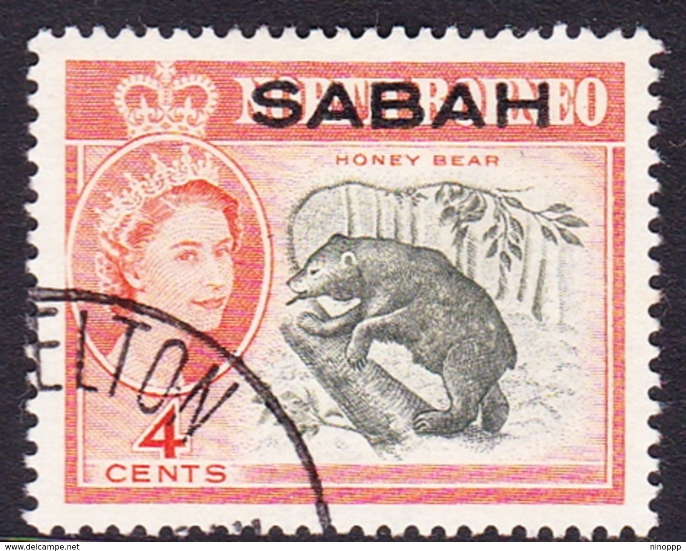 Malaysia-Sabah SG 392  1964 Queen Elizabethh II Overprinted Sabah, 4c Bronze-green And Orange, Used - Sabah