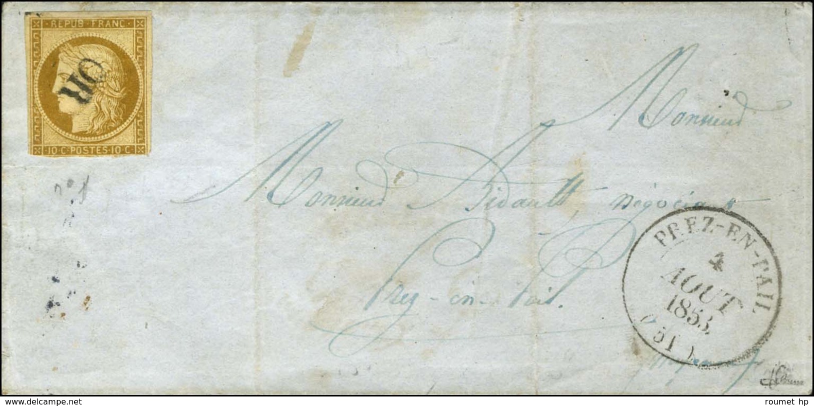 OR / N° 1 (def) Càd T 14 PREZ-EN-PAIL (51) Sur Lettre Locale. 1853. - TB. - 1849-1850 Ceres