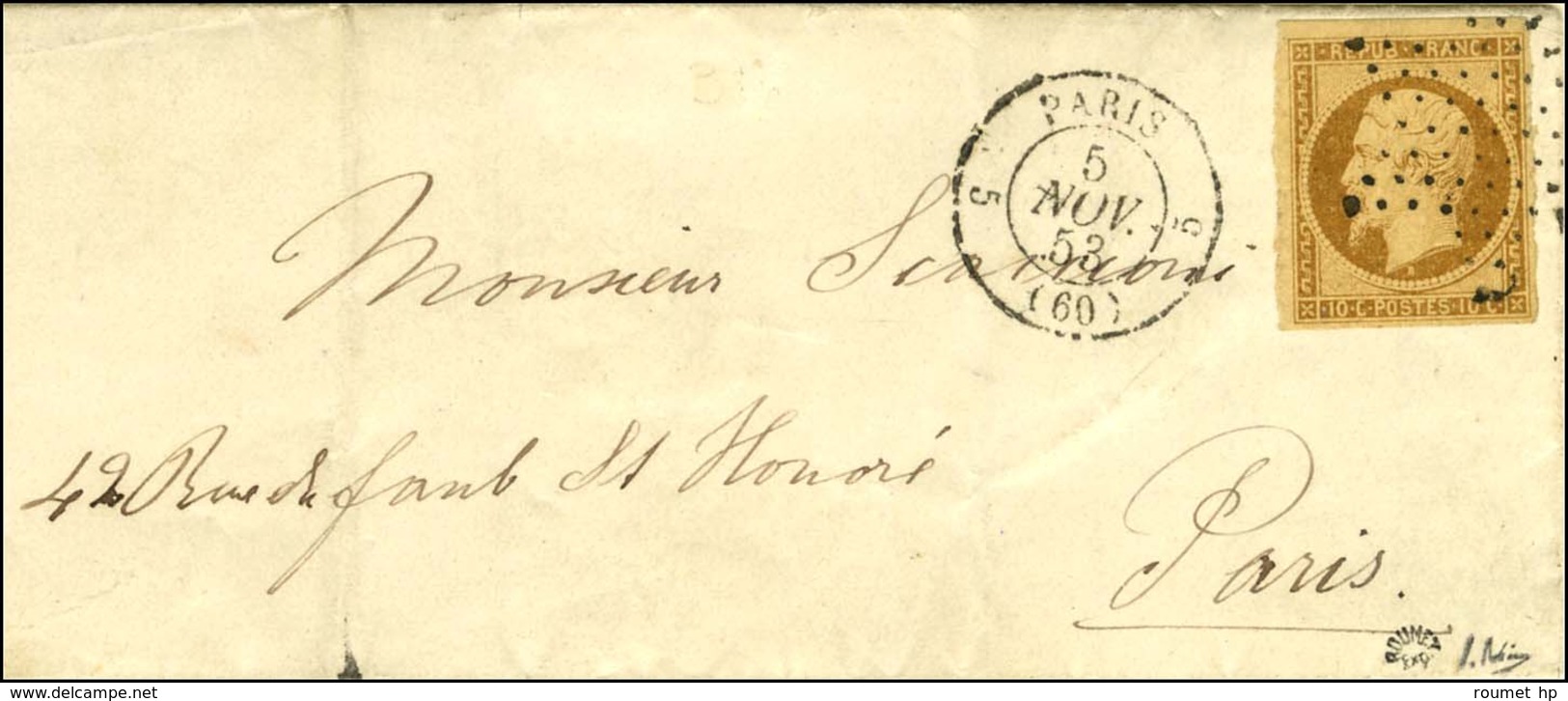 Etoile / N° 9 Càd 5 PARIS 5 (60) Sur Lettre Avec Texte Adressée Localement. 1853. - TB / SUP. - R. - 1852 Louis-Napoleon