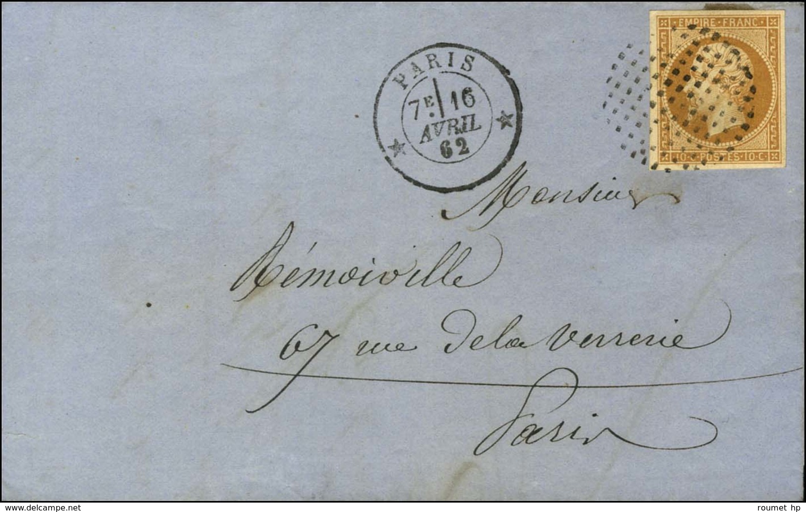 Cercle De Points / N° 13 Type II Càd * PARIS * Sur Lettre Locale. 1862. - SUP. - 1853-1860 Napoleon III