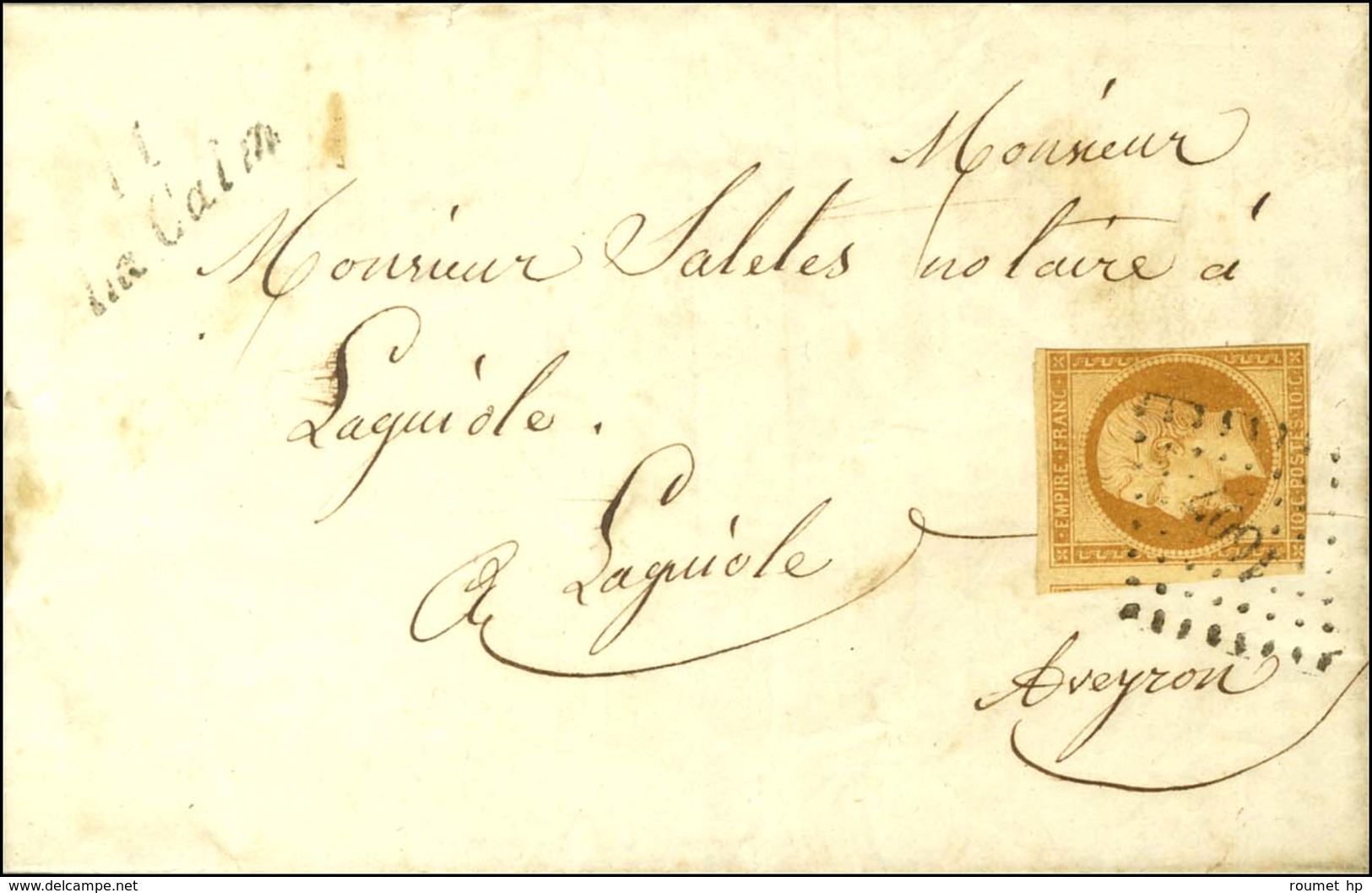 PC 1607 / N° 13 (def) Cursive 11 / La Calm Sur Lettre Avec Texte Daté De Lavaysse Le 15 Février 1854 Adressée Localement - 1853-1860 Napoleon III