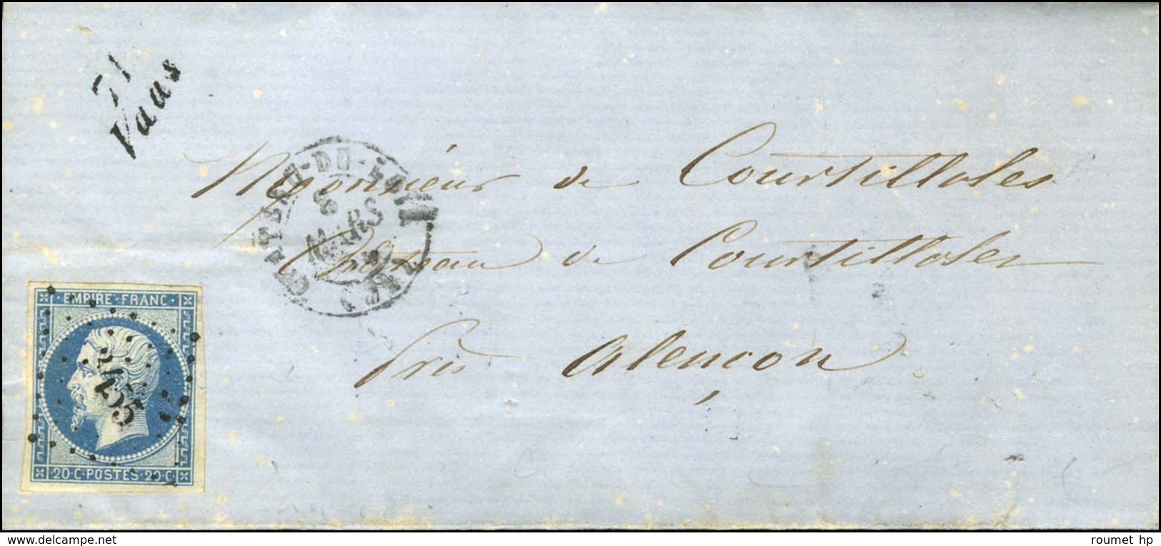 PC 3455 / N° 14 Belles Marges Càd T 15 CHATEAU-DU-LOIR (71) Cursive 71 / Vass Sur Lettre Avec Texte Pour Alençon. 1855.  - 1853-1860 Napoleone III