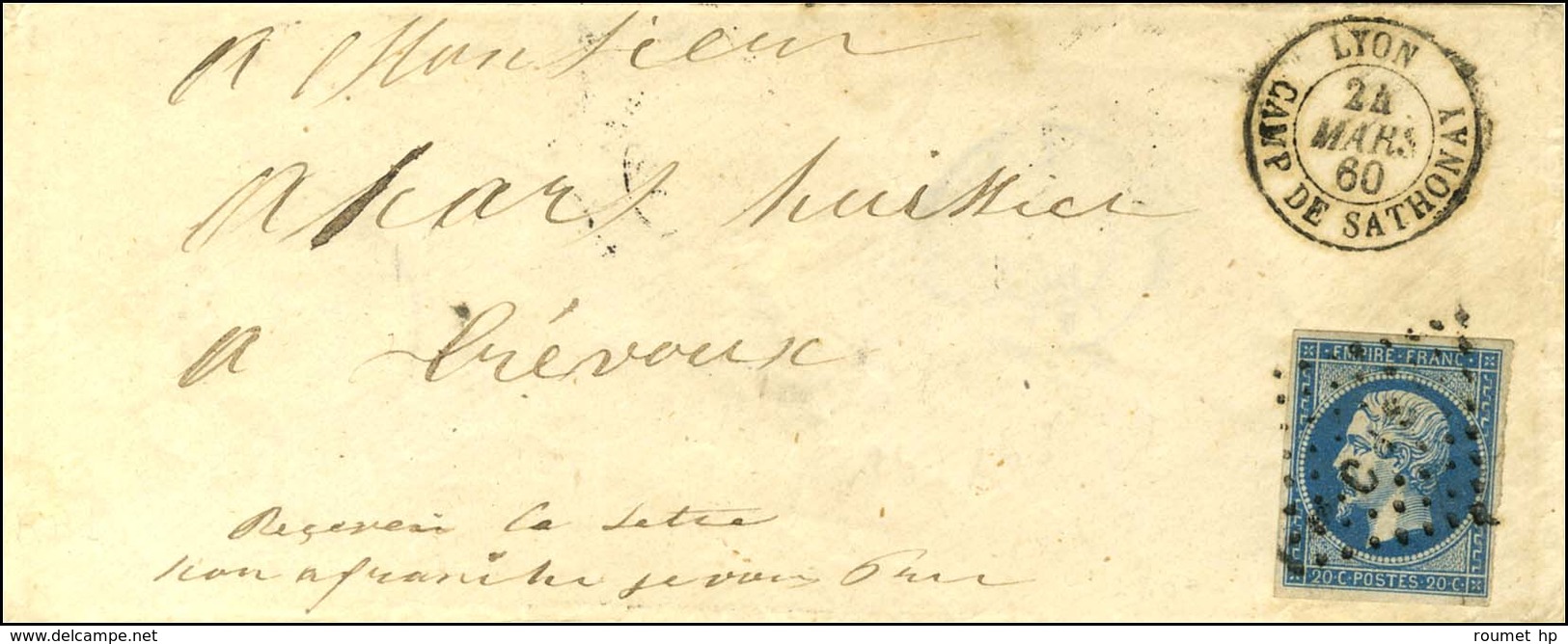 Losange CDS / N° 14 Càd LYON / CAMP DE SATHONAY. 1860. - SUP. - R. - 1853-1860 Napoleon III