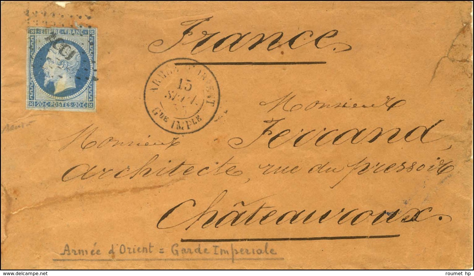 Losange AO G1 / N° 14 (pd) Càd ARMEE D'ORIENT / Gde IMPle. 1855. - TB. - R. - 1853-1860 Napoleon III