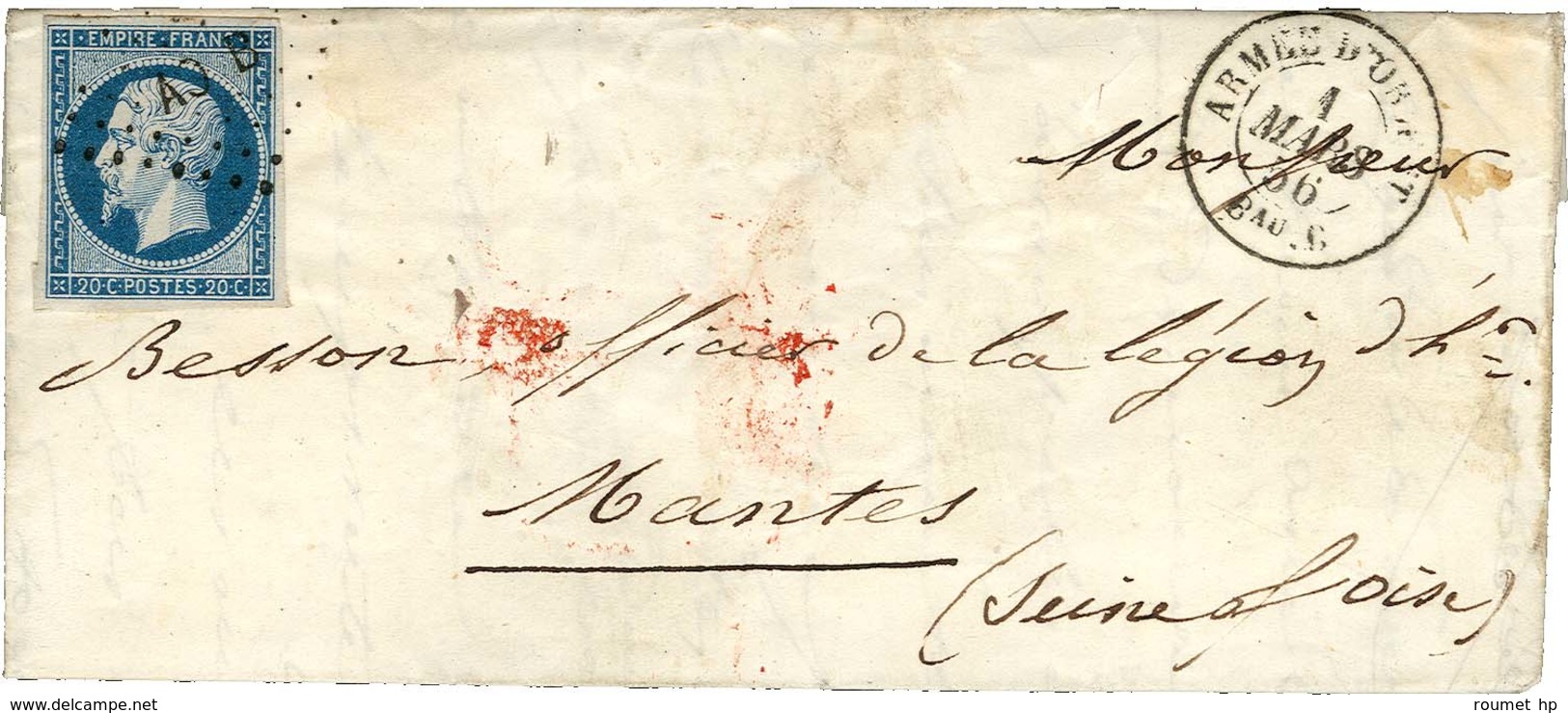 Losange AOB / N° 14 Càd ARMEE D'ORIENT / Bau B Sur Lettre Avec Texte Daté Crimée. 1856. - TB / SUP. - R. - 1853-1860 Napoleone III