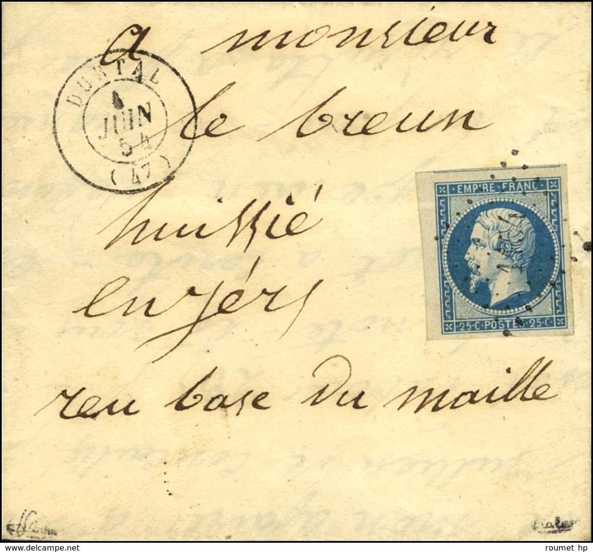 PC 1154 / N° 15 Bdf Avec Superbes Marges Càd T 15 DURTAL (47). 1854. - SUP. - R. - 1853-1860 Napoleone III