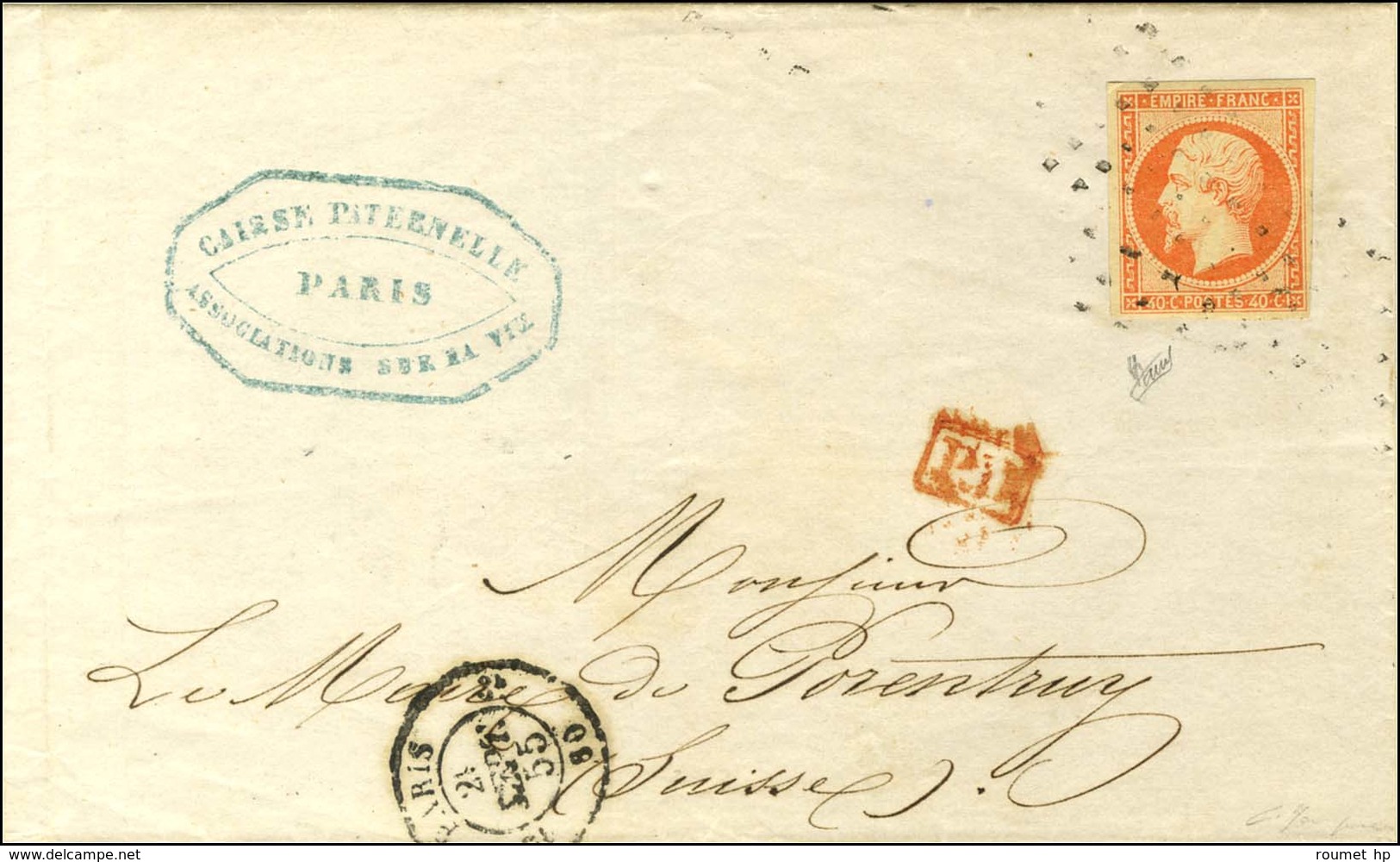 Rouleau De Gros Points / N° 16 Càd PARIS 60 Sur Lettre Pour La Suisse. 1855. - TB. - 1853-1860 Napoleon III