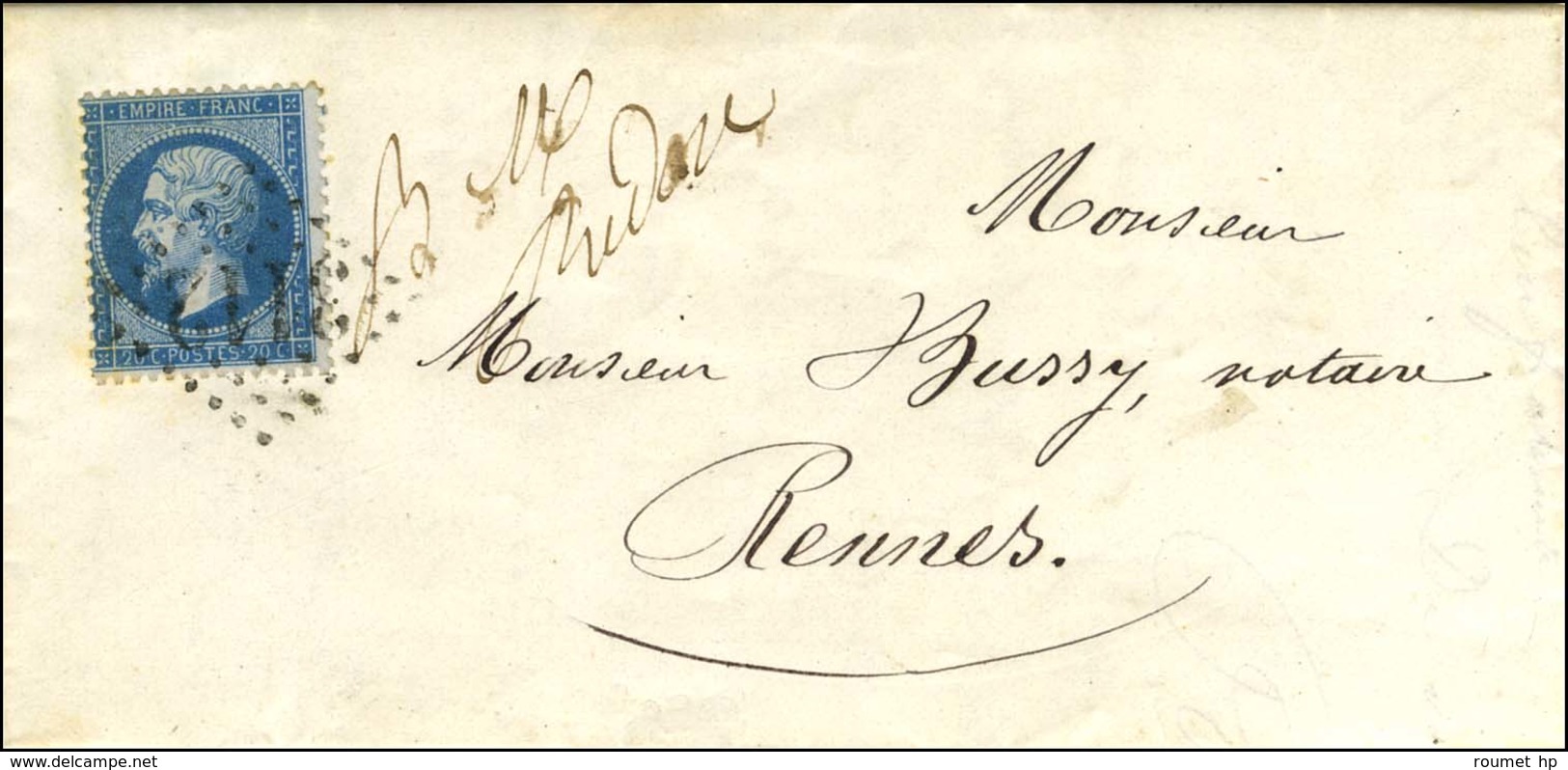 GC 3112 (Rennes) / N° 22 Sur Lettre Avec Texte Daté De Guipez Le 8 Mai 1864 Pour Rennes, Au Recto Mention '' Boîte De Re - 1862 Napoleon III