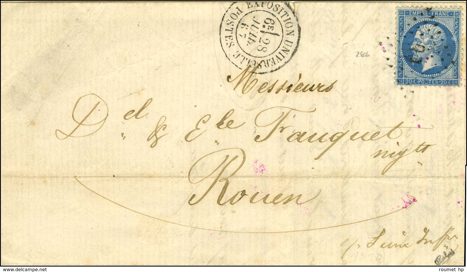 Losange EU / N° 22 Càd EXPOSITION UNIVERSELLE / POSTES. 1867. - TB / SUP. - R. - 1862 Napoleone III
