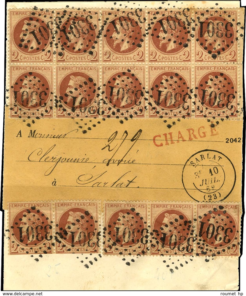 GC 3301 / N° 26 Bloc De 10 + Bande De 3 + Paire Càd T 17 SARLAT (23) Sur Lettre Chargée Locale. 1869. - TB / SUP. - R. - 1863-1870 Napoleon III Gelauwerd