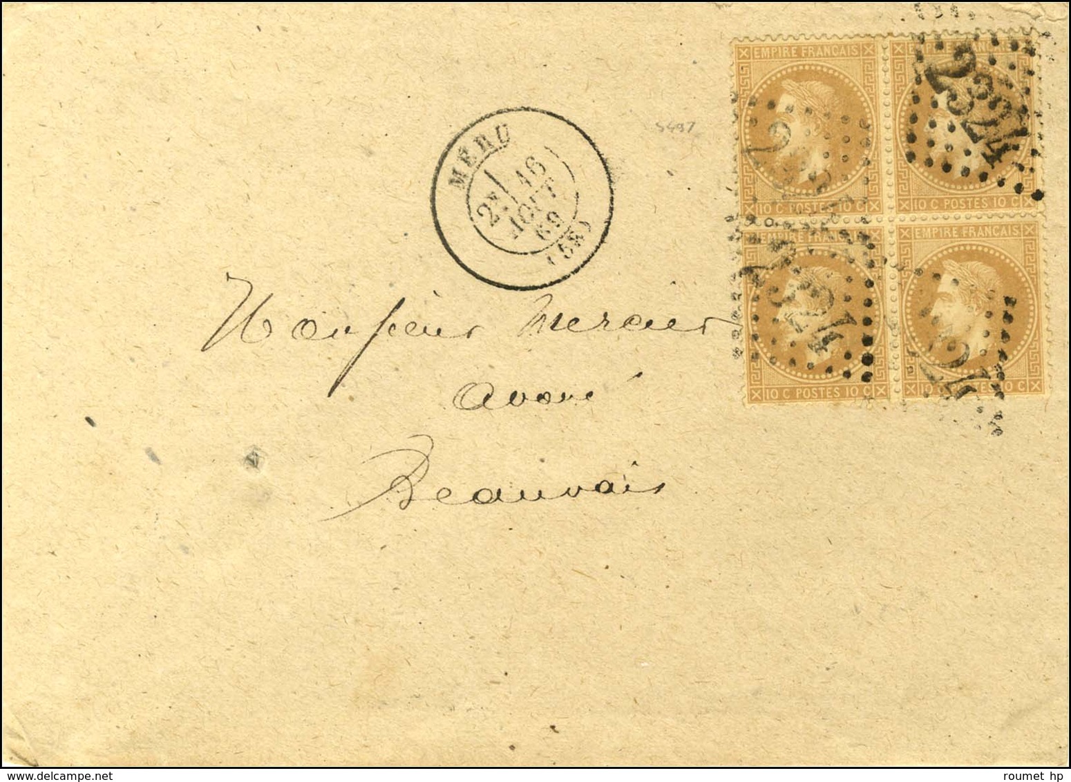 GC 2324 / N° 28 Bloc De 4 Càd T 17 MERU (58). 1869. - TB. - 1863-1870 Napoleon III With Laurels