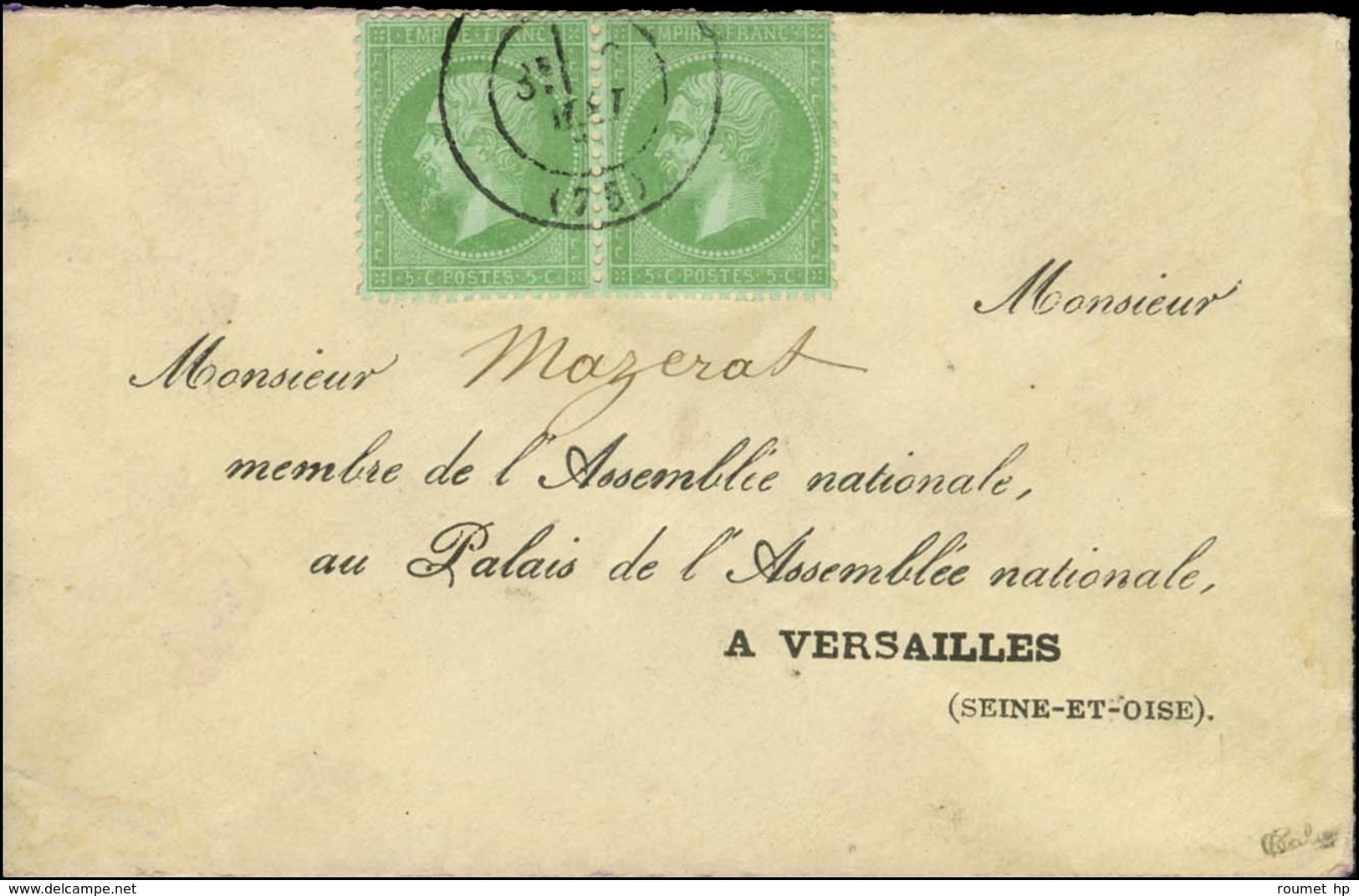 Càd / N° 35 Paire Sur Lettre Adressée Au Palais De L'Assemblée Nationale à Versailles. 1872. - TB / SUP. - 1870 Siege Of Paris