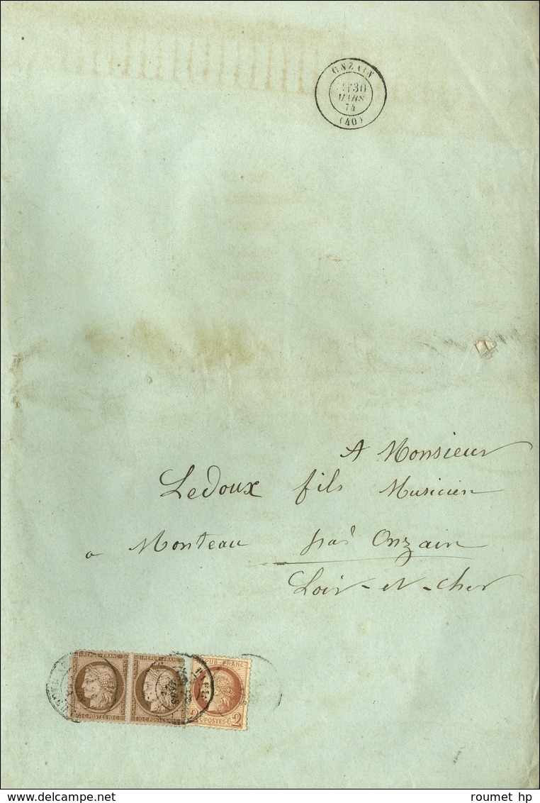 Càd PARIS / BD MAGENTA / N° 58 Paire (def) + N° 51 Sur Partition Musicale Complète Du Barbier De Sévile Adressée à Onzai - 1871-1875 Ceres