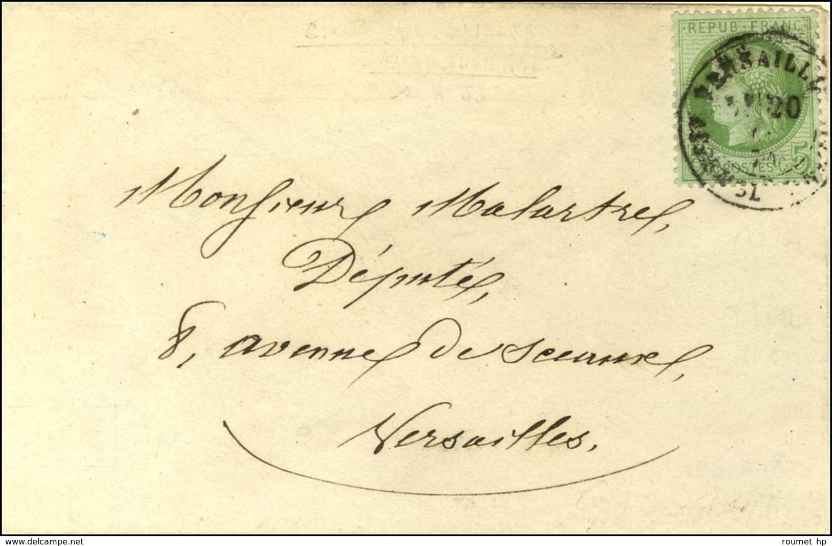 Càd VERSAILLES / ASSEMBLEE NATle / N° 53 Sur Enveloppe Carte De Visite Locale. 1874. - TB. - R. - 1871-1875 Ceres