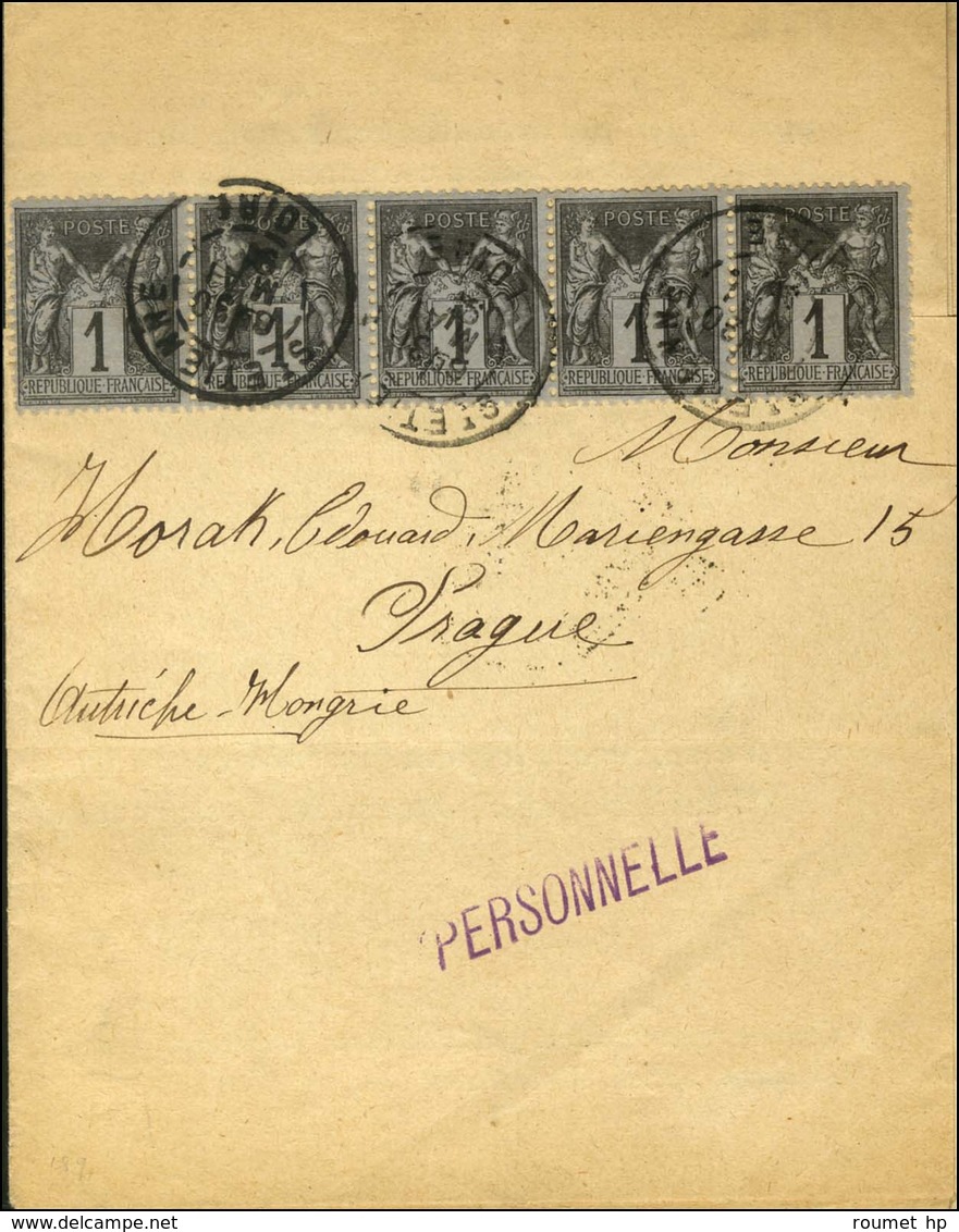 Càd ST ETIENNE / LOIRE / N° 85 Bande De 5 Sur Imprimé Adressé Sous Bande à Prague. 1891. - SUP. - 1876-1878 Sage (Tipo I)