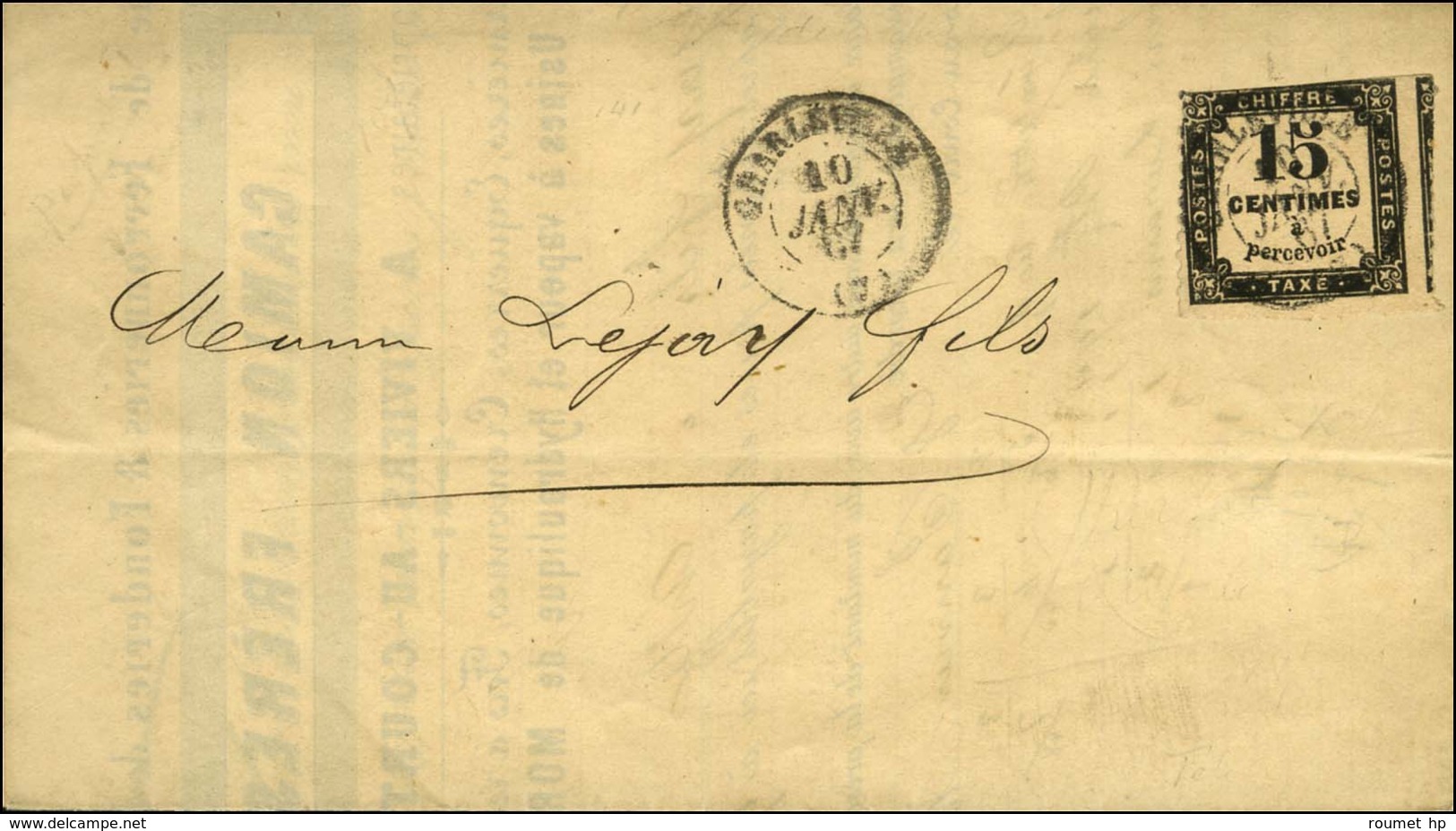 Càd T 15 CHARLEVILLE (7) / Timbre-taxe N° 3 Percé En Ligne. 1867. - TB. - 1859-1959 Covers & Documents