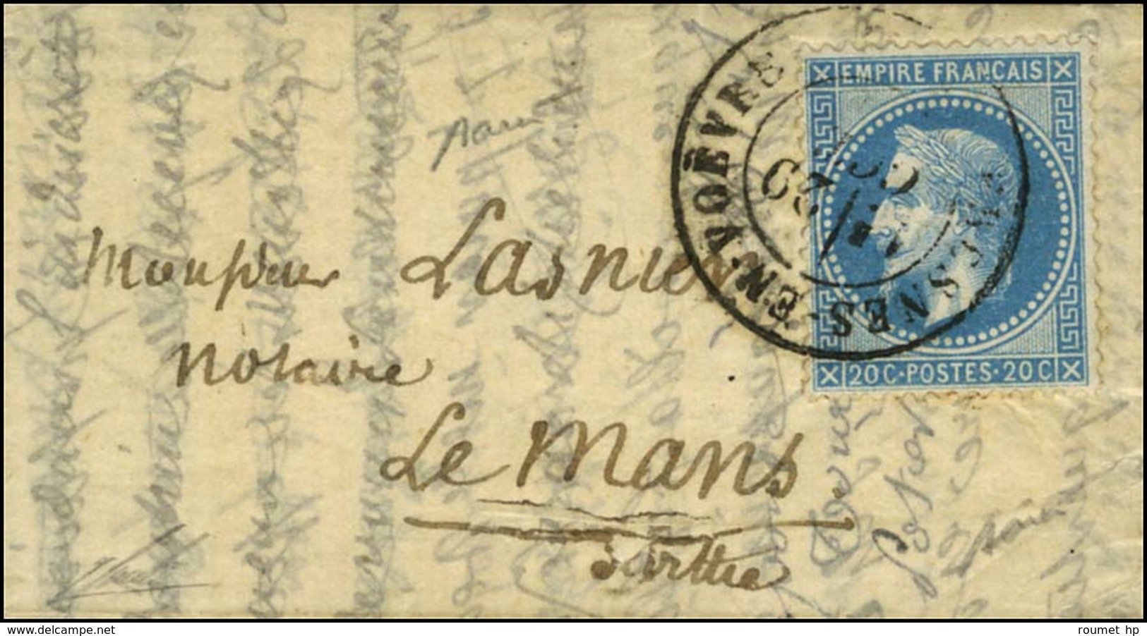 Lettre Avec Texte Daté De Paris Le 8 Octobre 1870 Pour Le Mans, Au Recto Càd FRESNES-EN-VOVRE (53) 29 OCT. 70. Pli Confi - Guerra Del 1870