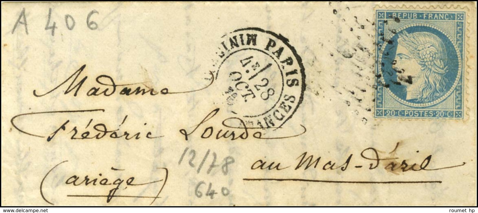 Etoile 35 / N° 37 Càd PARIS / MINISTÈRE DES FINANCES 28 OCT. 70 Sur Lettre Pour Le Mas-d'Azil, Au Verso Càd D'arrivée 3  - Guerra Del 1870