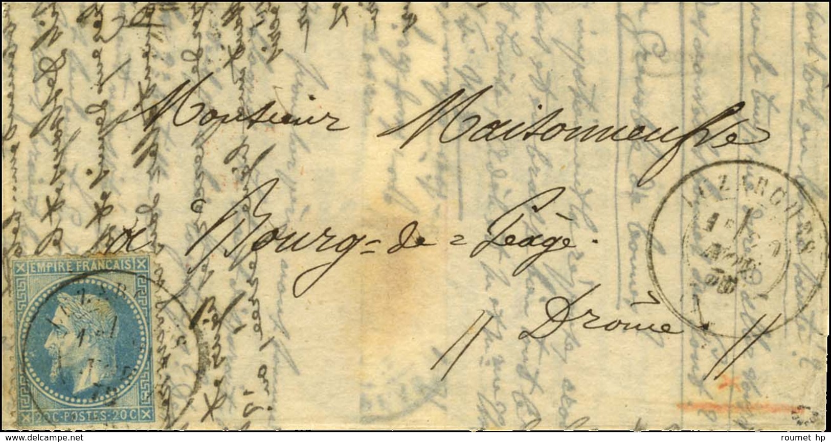 Lettre Avec Texte Daté De Paris Le 15 Octobre 1870 Pour Bourg De Péage, Au Recto Càd LUZARCHES (72) 20 NOV. 70, Au Verso - Guerra Del 1870