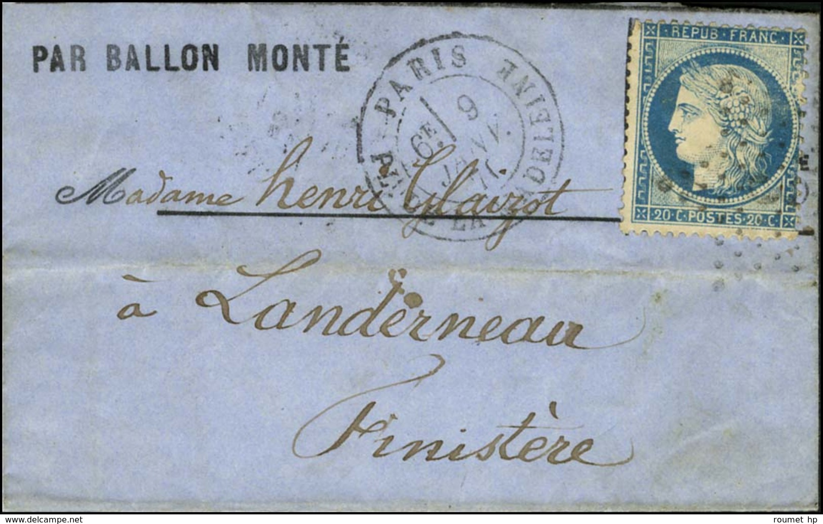 Etoile 3 / N° 37 Càd PARIS / PL. DE LA MADELEINE 9 JANV. 71 Sur Lettre PAR BALLON MONTE Avec Très Bon Texte Sur Les Pige - Guerra Del 1870