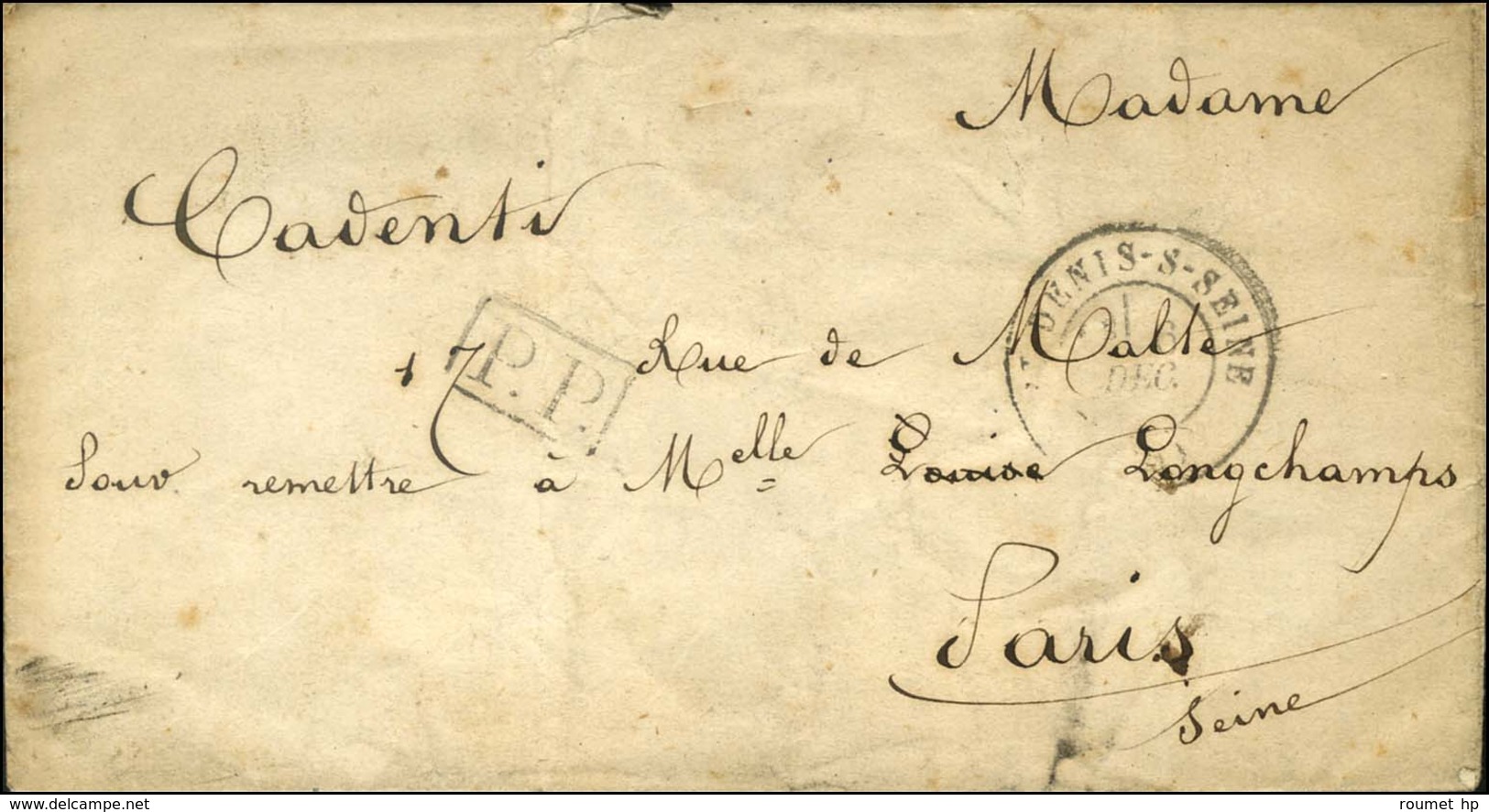 Càd ST DENIS-S-SEINE (60) 6 DEC. 70 + PP Sur Lettre Avec Texte Pour Paris. - TB. - Guerra Del 1870