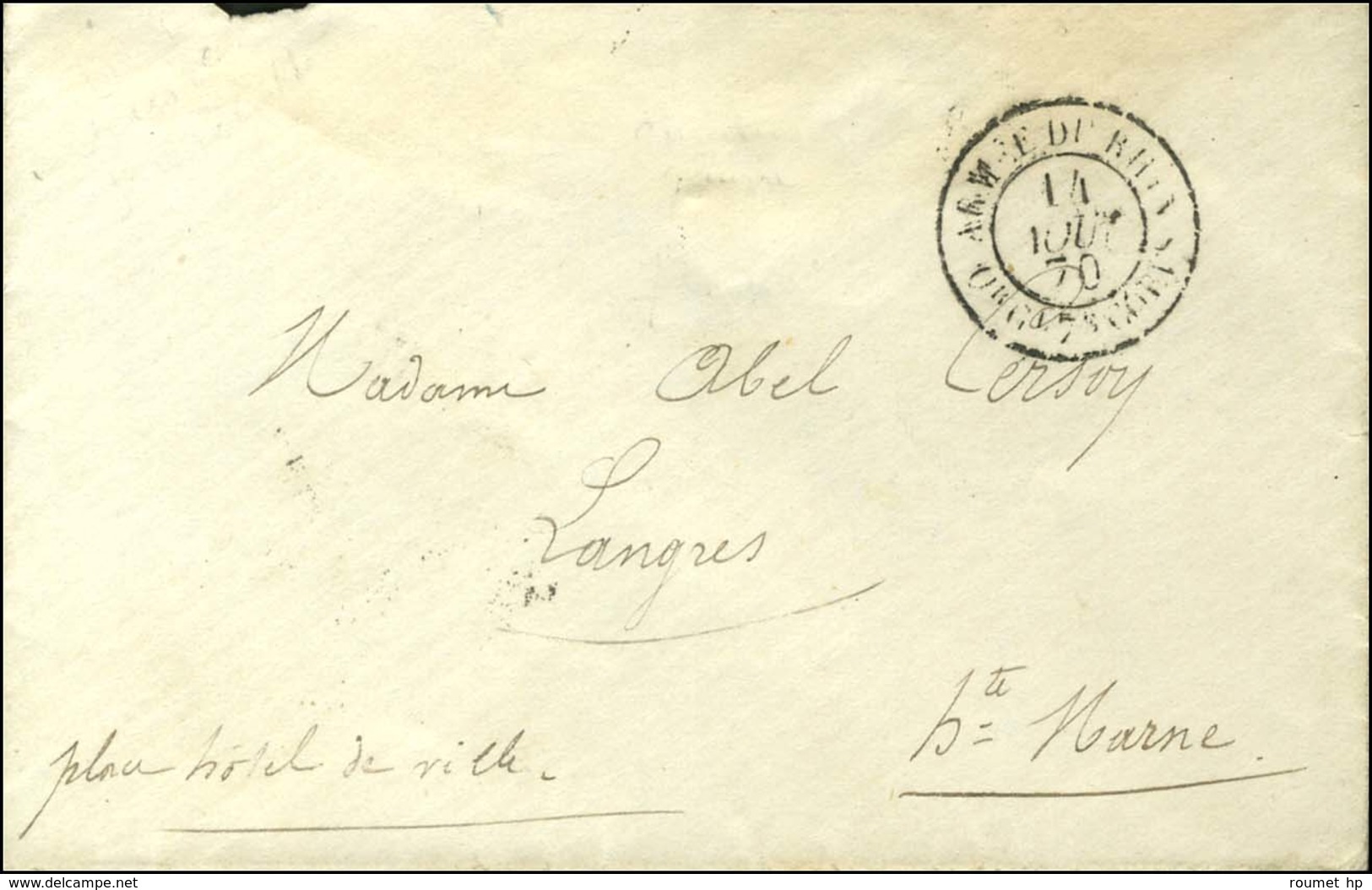 Càd ARMEE DU RHIN / Qr Gl 7e CORPS 14 AOUT 70 Sur Lettre En Franchise Pour Langres. - TB. - R. - War 1870