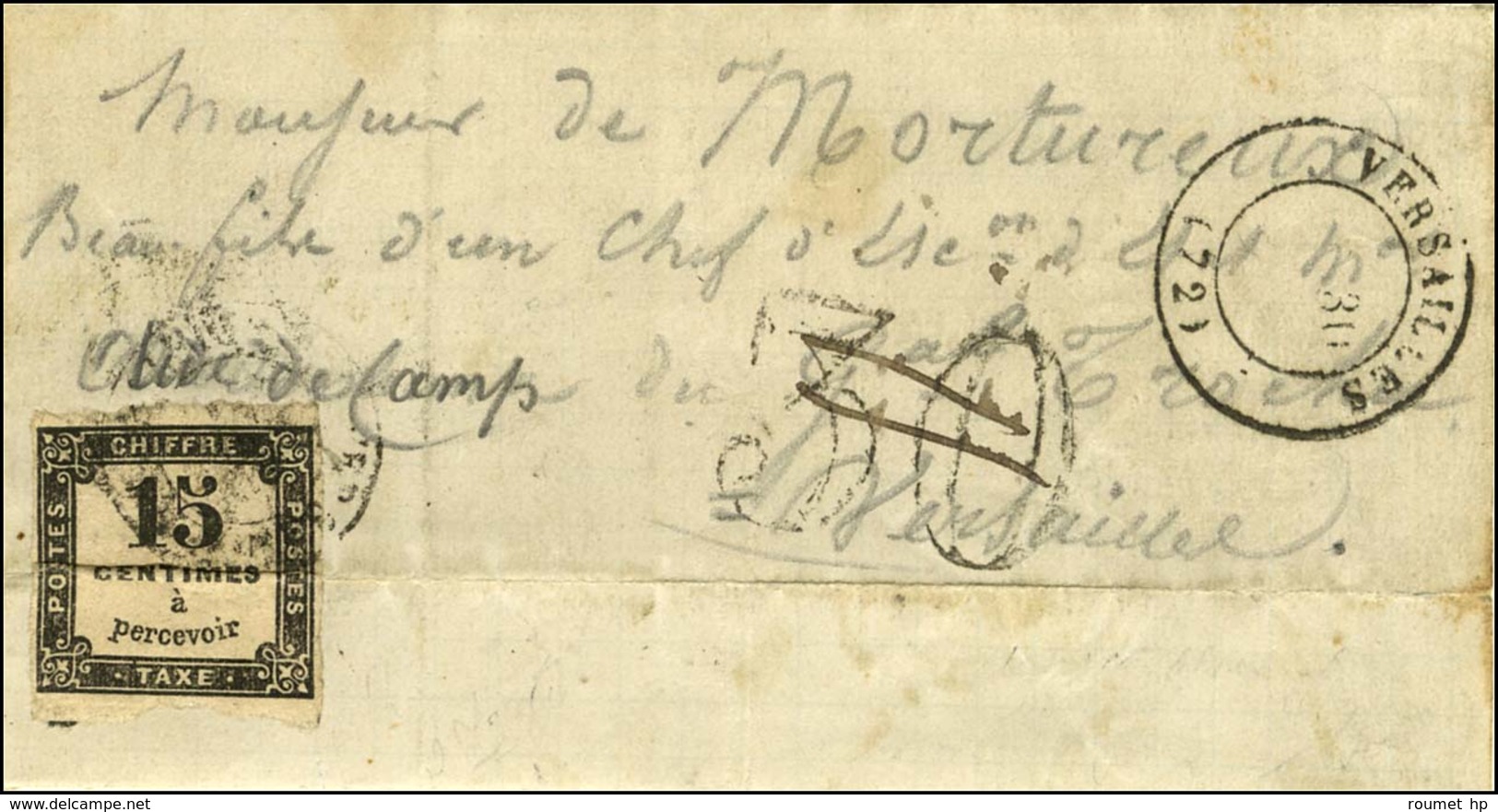 Càd VERSAILLES / Taxe N° 3 (pli) Sur Lettre D'un Prisonnier De La Commune Avec Texte Daté Du Camp De Satory Adressée Loc - Krieg 1870