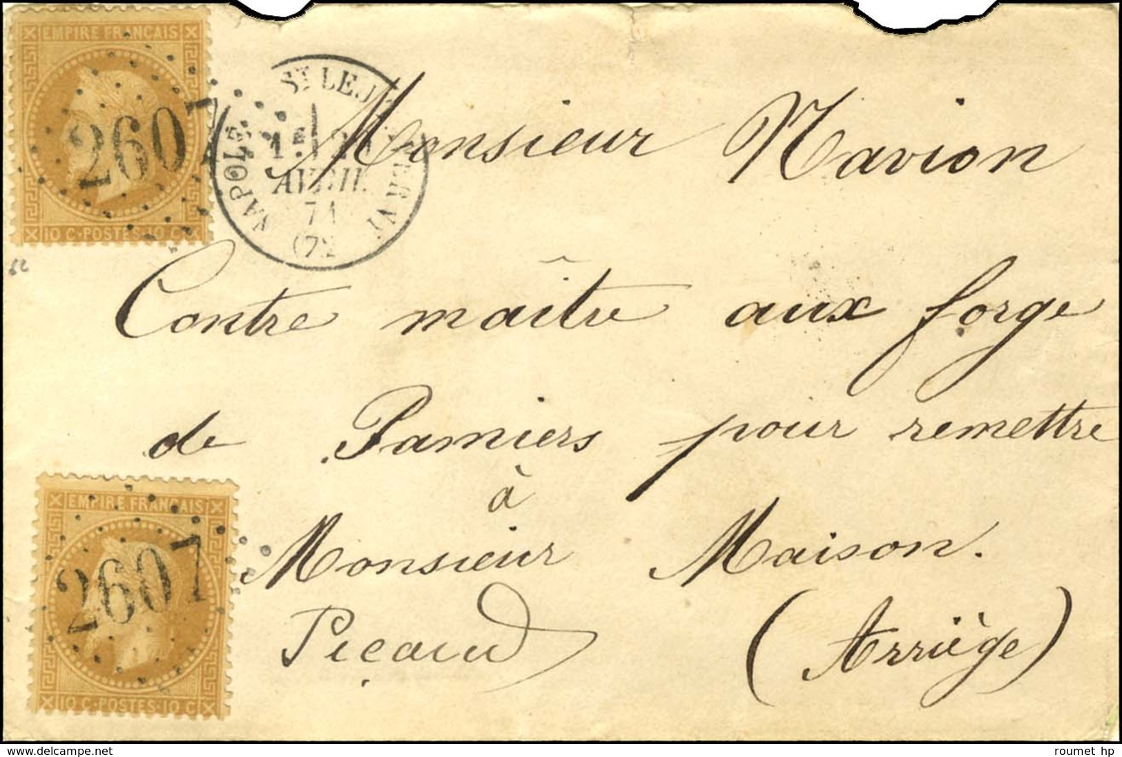 GC 2607 / N° 28 (2) Càd NAPOLEON-ST LEU-TAVERNY (72) 29 AVRIL 71 Sur Lettre Avec Texte Daté De Paris Acheminée Par Passe - Guerra Del 1870